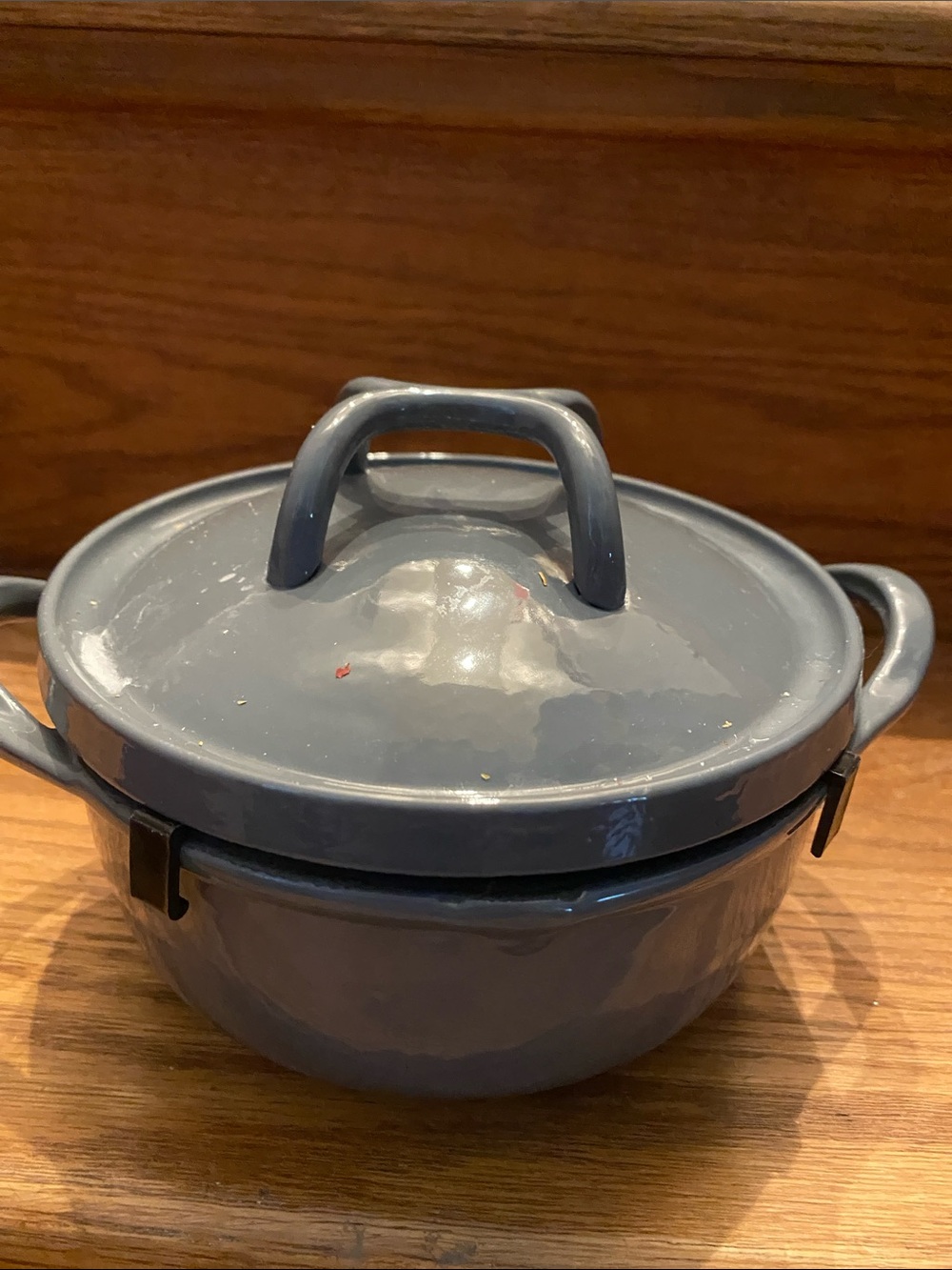 New Gray cast iron Covered mini Dutch oven Dish with Handles 1 Q t